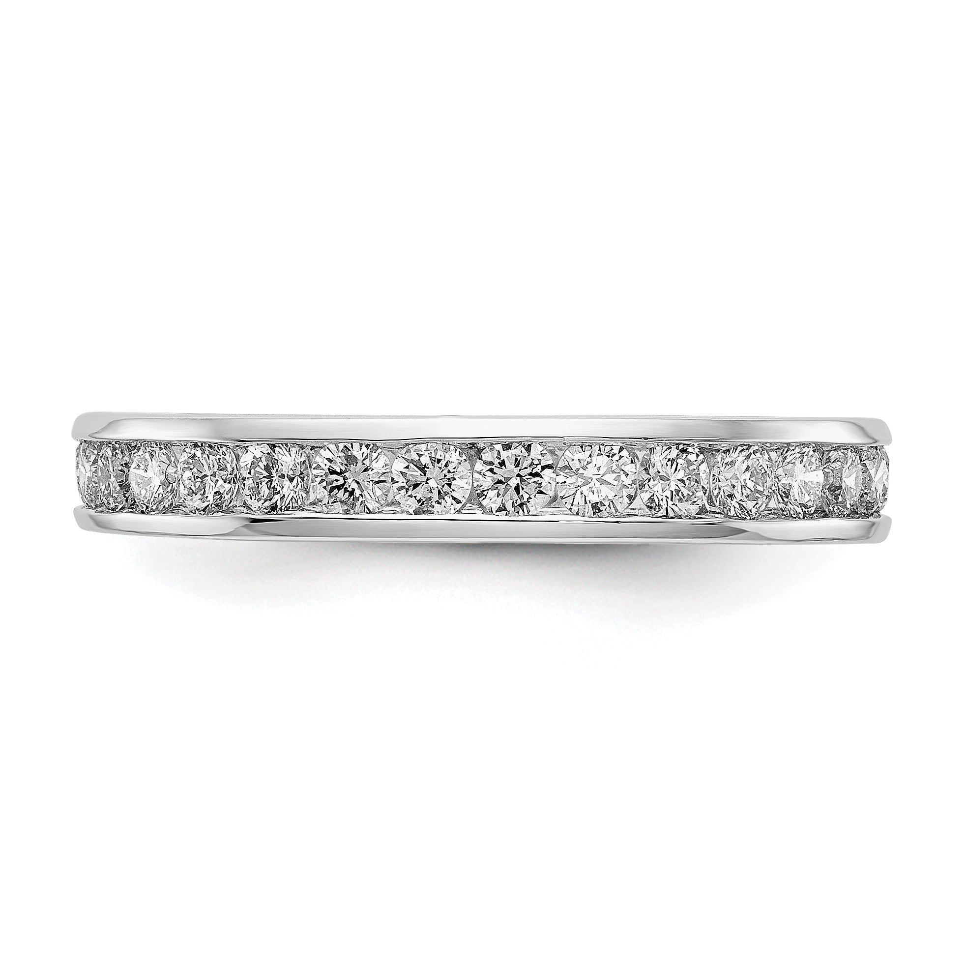 14K Weißgold Memoire-Ring mit 1 ct. im Kanal gefassten Labor-gezüchteten Diamanten VS/SI+ G+