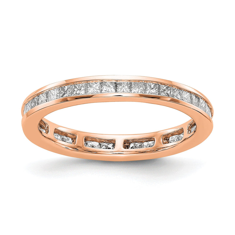 Memoire-Ring mit 1 ct. Diamanten im Princess-Schliff, kanalgefasst, 14K Roségold