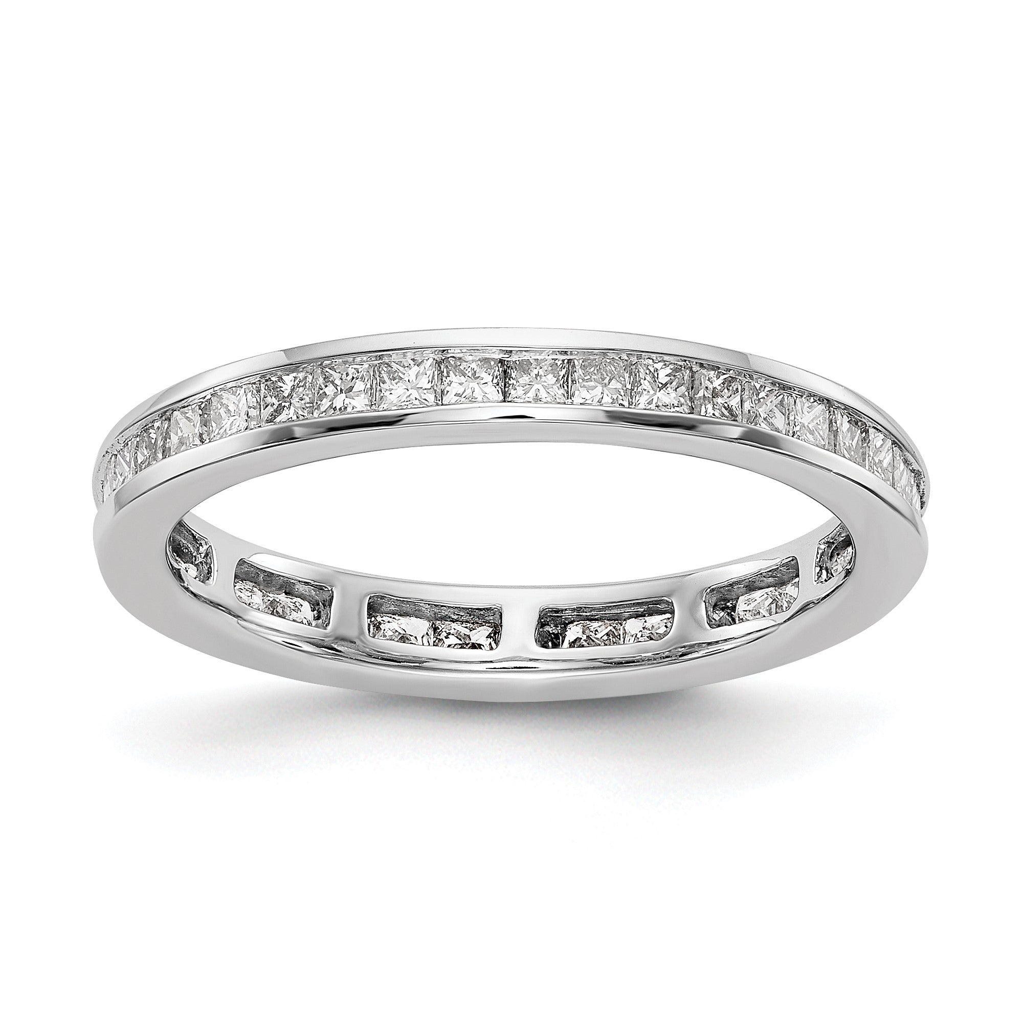 1 ct. Diamant Memoire-Ring, kanalgefasst, mit Princess-Schliff, in 14K Weißgold