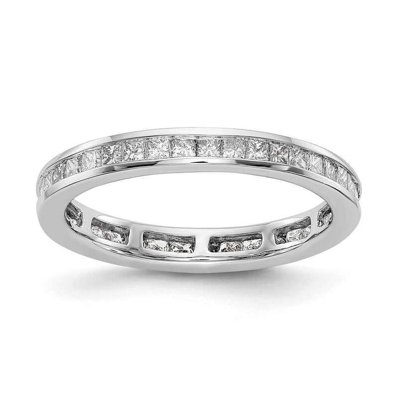 1 ct. Diamant Memoire-Ring, kanalgefasst, mit Princess-Schliff, in 14K Weißgold