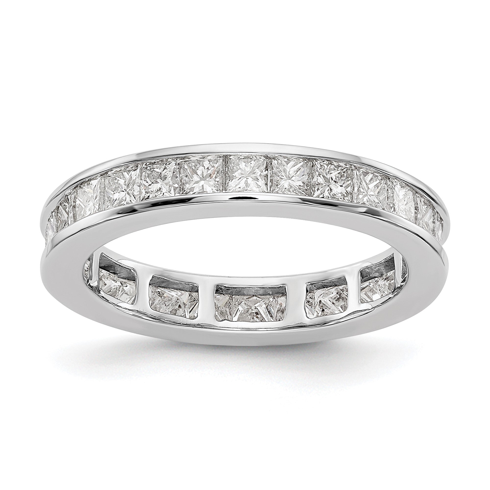 2 ct. Memoire-Ring mit Princess-Diamanten, kanalgefasst, 14K Weißgold