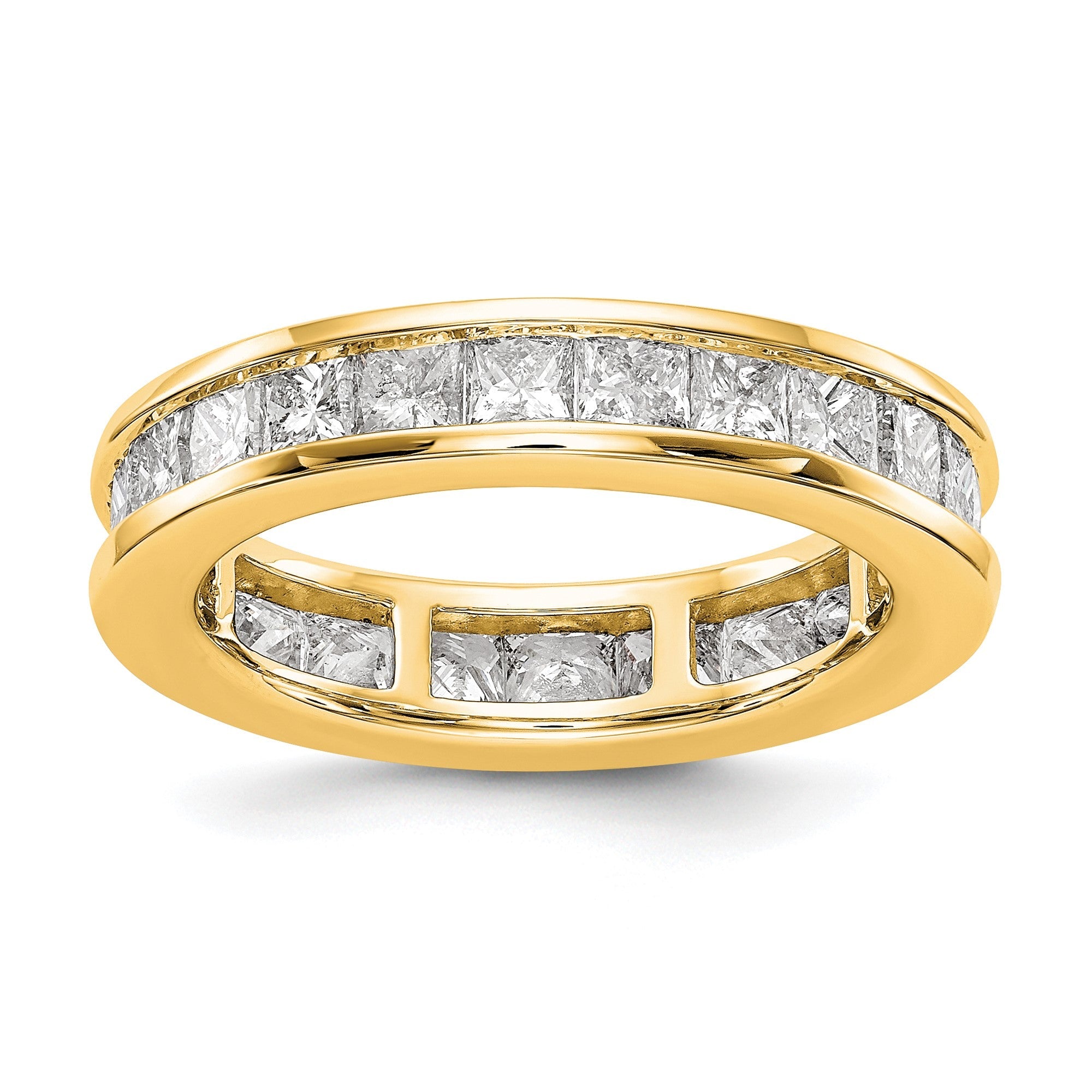 3 ct. Diamant-Memoire-Ring, Princess-Schliff, kanalgefasst, Trauring, 14K Gelbgold