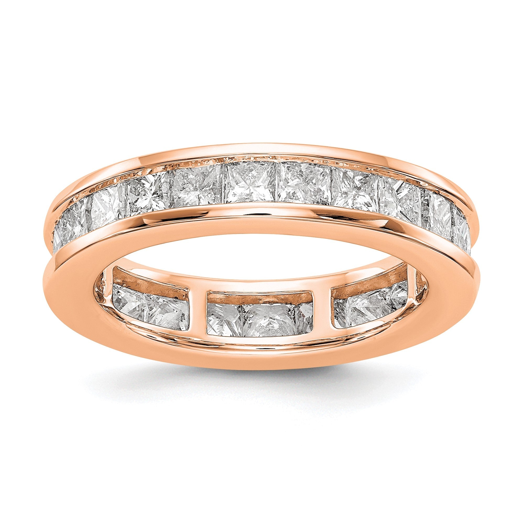 3 ct. Memoire-Ring mit Diamanten im Princess-Schliff, kanalgefasst, 14K Roségold