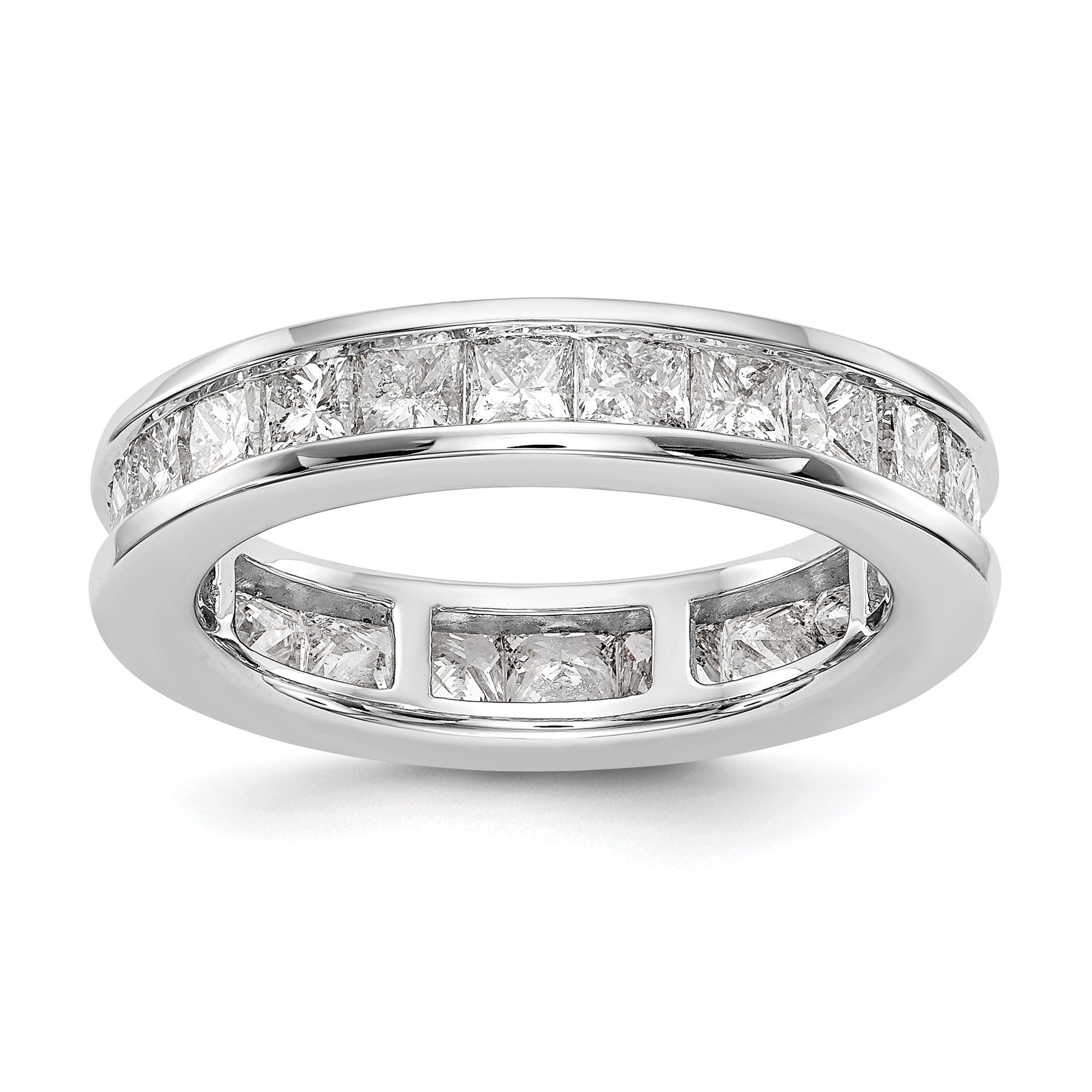 Memoire-Ring mit 3 ct. Princess-Diamanten in Kanalfassung aus 14K Weißgold