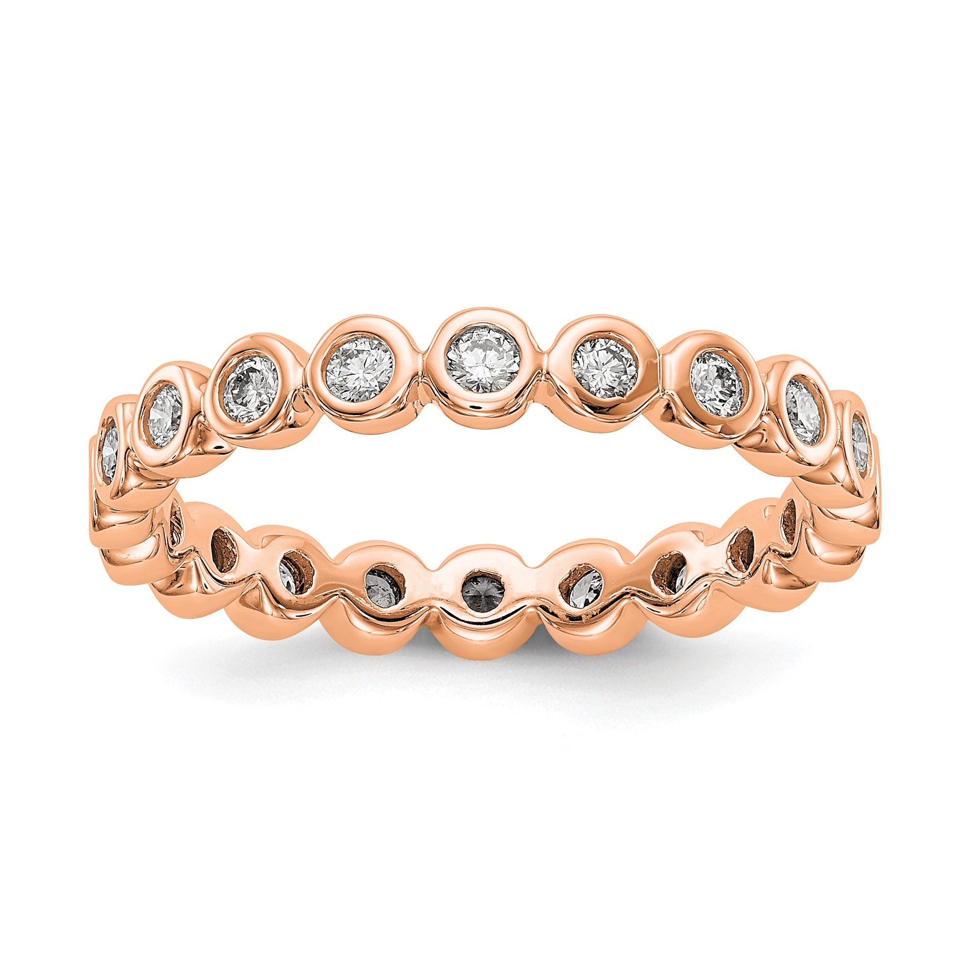 1/2 Ct. Zargenfassung Set Diamant Memoire Ehering Ring in 14K Rose Rosa Gold