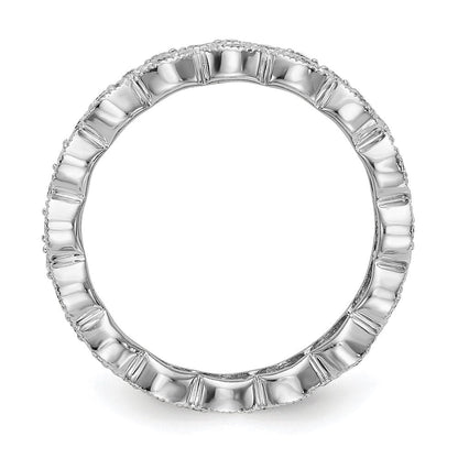14K Weißgold Labor-Diamant Memoire-Ring VS/SI FGH mit 3 Reihen Marquise-Steinen