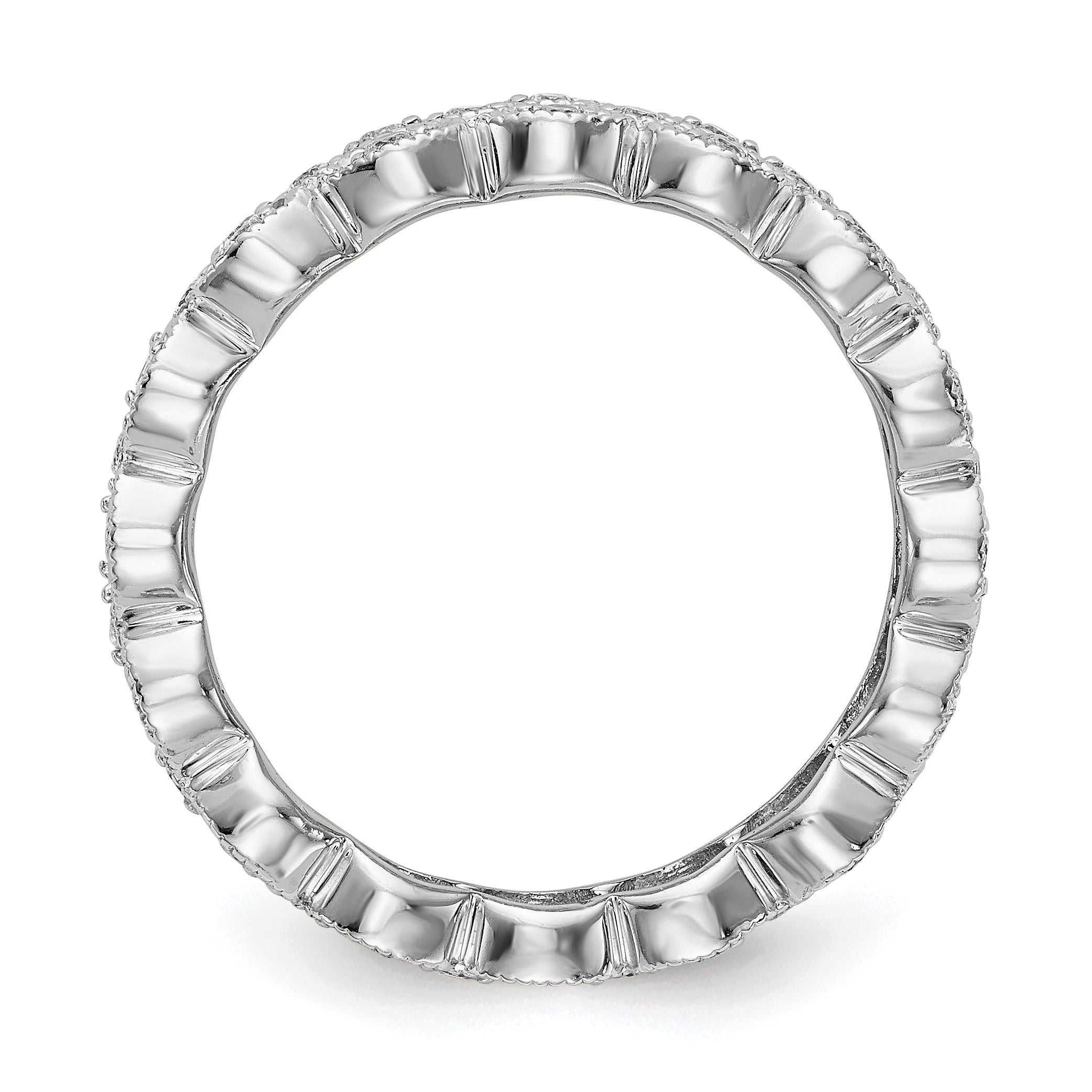14K Weißgold Poliert 1/2 ct 3 Reihe Vintage Pavé Diamant Memoire Ring