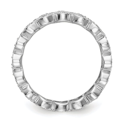 14K Weißgold Poliert 1/2 ct 3 Reihe Vintage Pavé Diamant Memoire Ring
