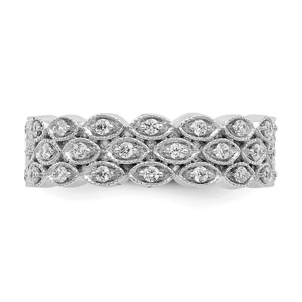 14K Weißgold Memoire-Ring mit 0,5 ct. Labor-gezüchteten Diamanten VS/SI+ G+ in dreireihiger Marquise-Fassung