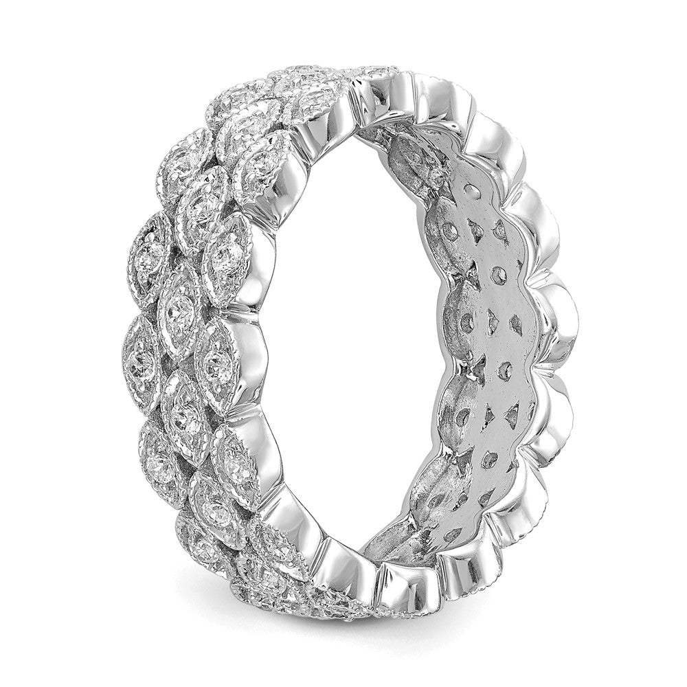 14K Weißgold Memoire-Ring mit 0,5 ct. Labor-gezüchteten Diamanten VS/SI+ G+ in dreireihiger Marquise-Fassung