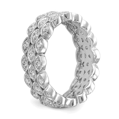 14K Weißgold Memoire-Ring mit 0,5 ct. Labor-gezüchteten Diamanten VS/SI+ G+ in dreireihiger Marquise-Fassung