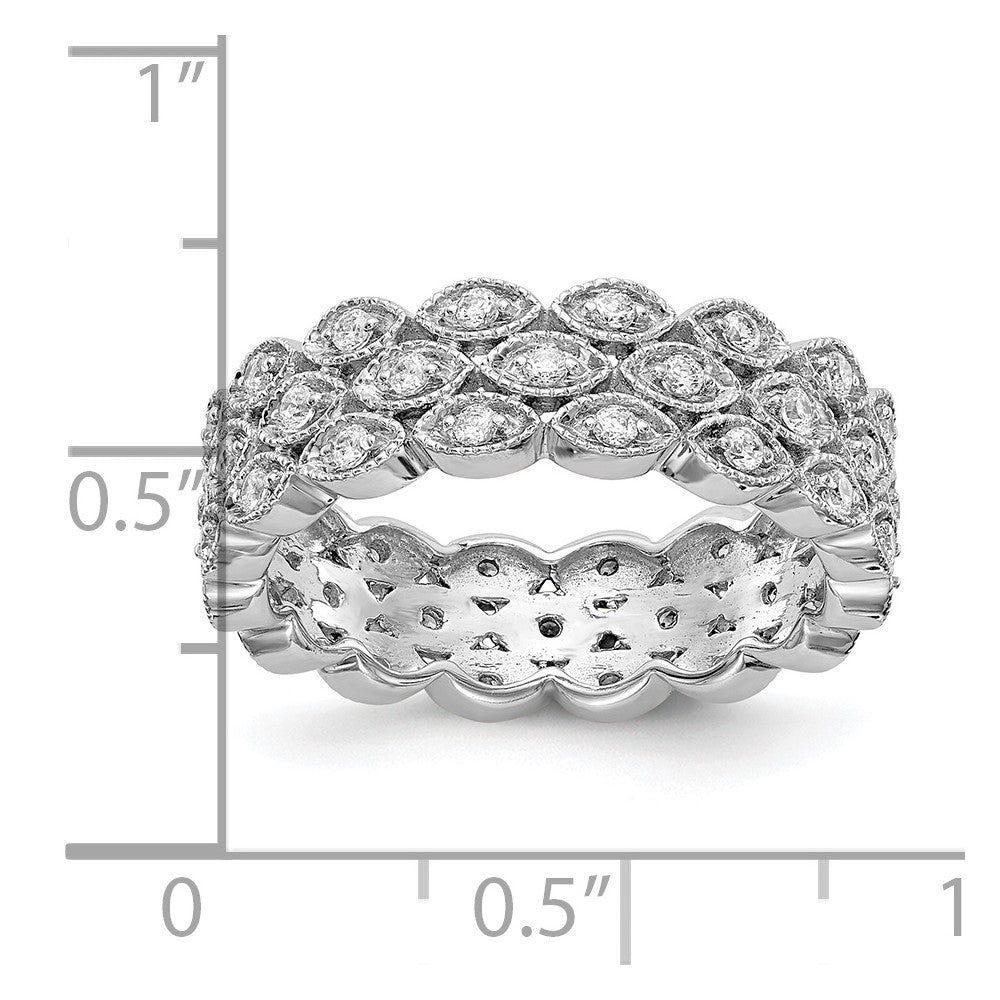 14K Weißgold Labor-Diamant Memoire-Ring VS/SI FGH mit 3 Reihen Marquise-Steinen