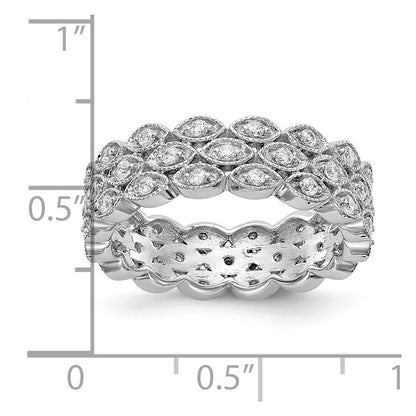 14K Weißgold Labor-Diamant Memoire-Ring VS/SI FGH mit 3 Reihen Marquise-Steinen