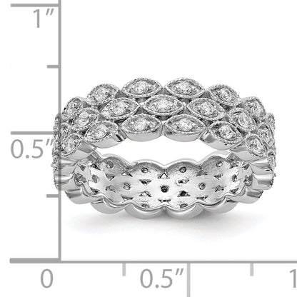 14K Weißgold Poliert 1/2 ct 3 Reihe Vintage Pavé Diamant Memoire Ring