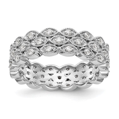 14K Weißgold Labor-Diamant VS/SI FGH 3-reihiger Marquise-Memoire-Ring