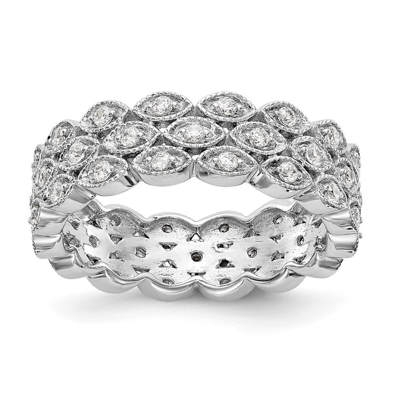 14K Weißgold Memoire-Ring mit 0,5 ct. Labor-gezüchteten Diamanten VS/SI+ G+ in dreireihiger Marquise-Fassung