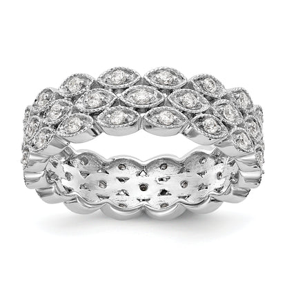 14K Weißgold Poliert 1/2 ct 3 Reihe Vintage Pavé Diamant Memoire Ring