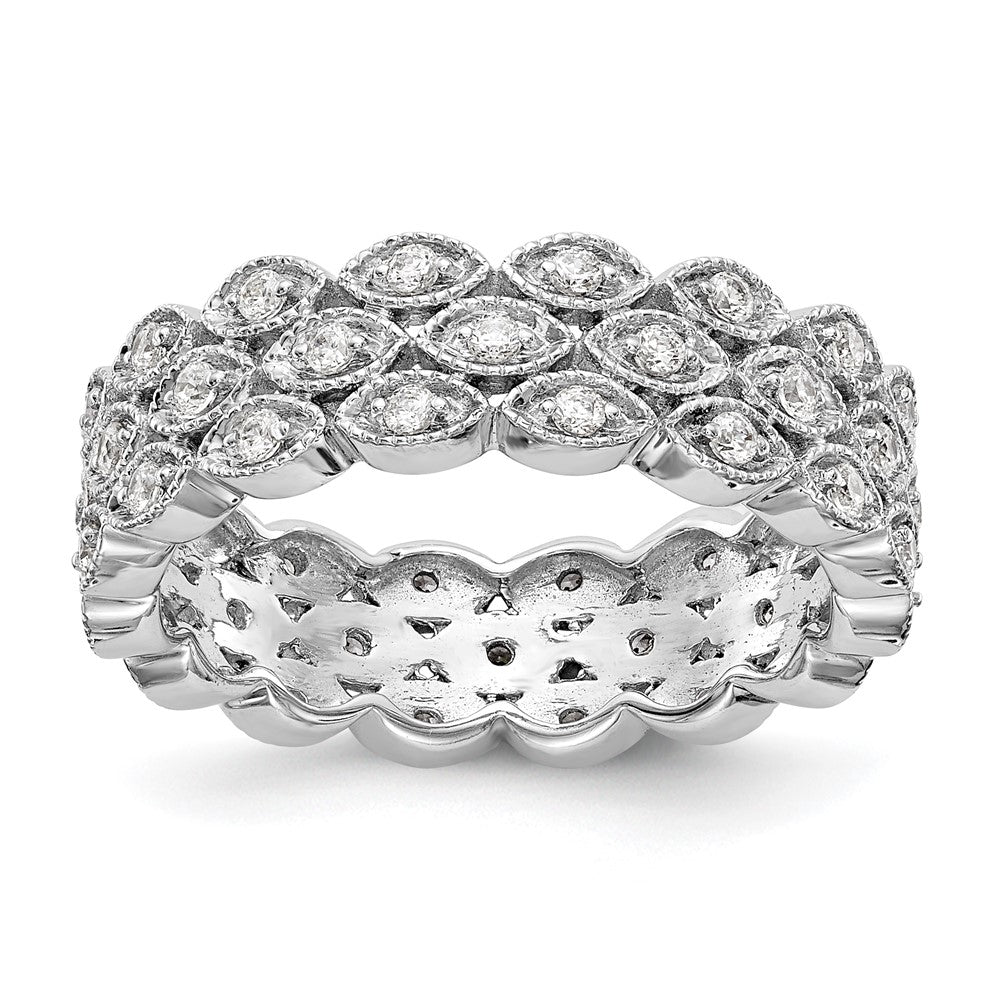 14K Weißgold Labor-Diamant Memoire-Ring VS/SI FGH mit 3 Reihen Marquise-Steinen