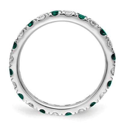 14K Weißgold Memoire-Ring mit 0,75 ct. im Labor gezüchteten Diamanten VS/SI+ G+ und im Labor gezüchtetem Alexandrit