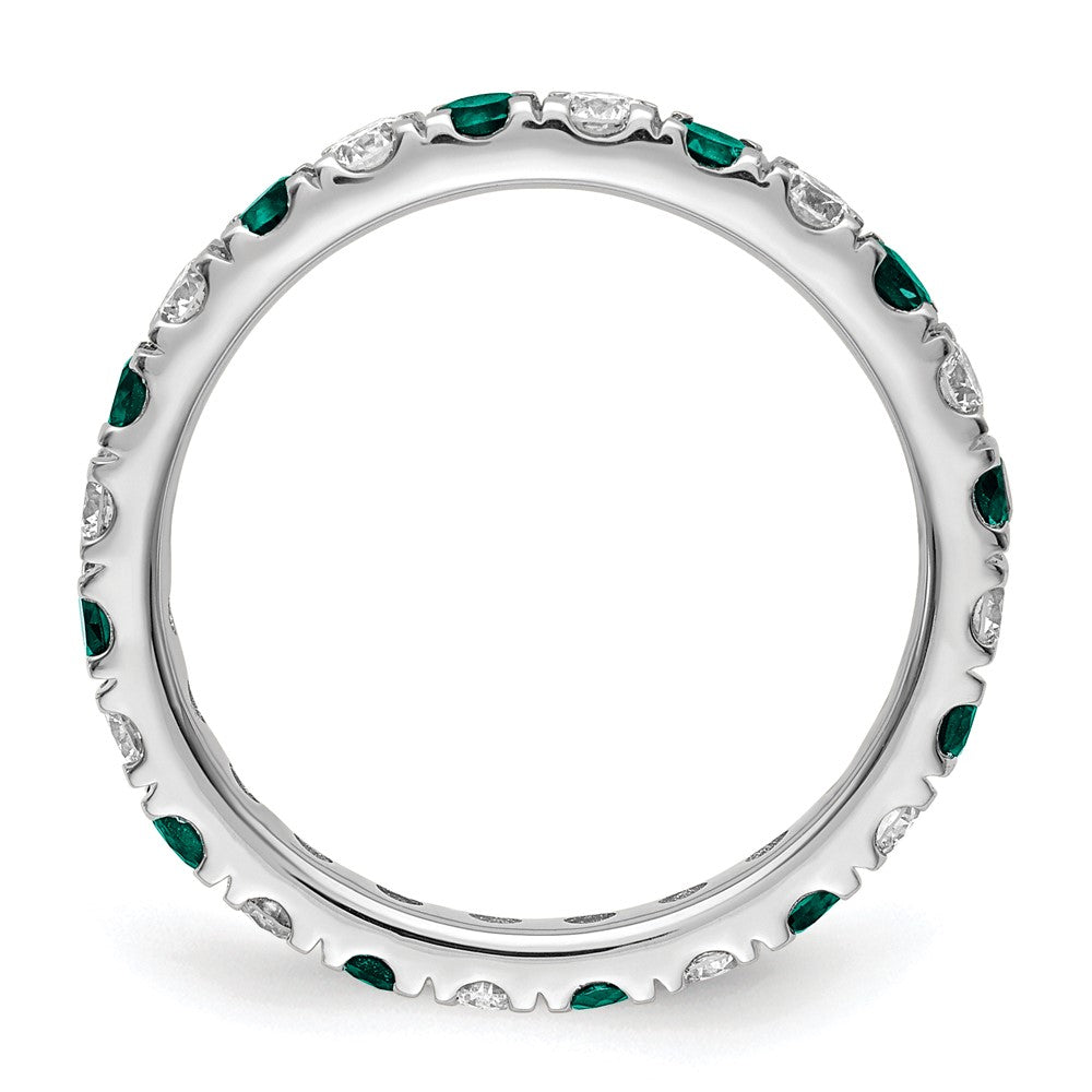 14K Weißgold Memoire-Ring mit 0,75 ct. im Labor gezüchteten Diamanten VS/SI+ G+ und im Labor gezüchteten Alexandriten