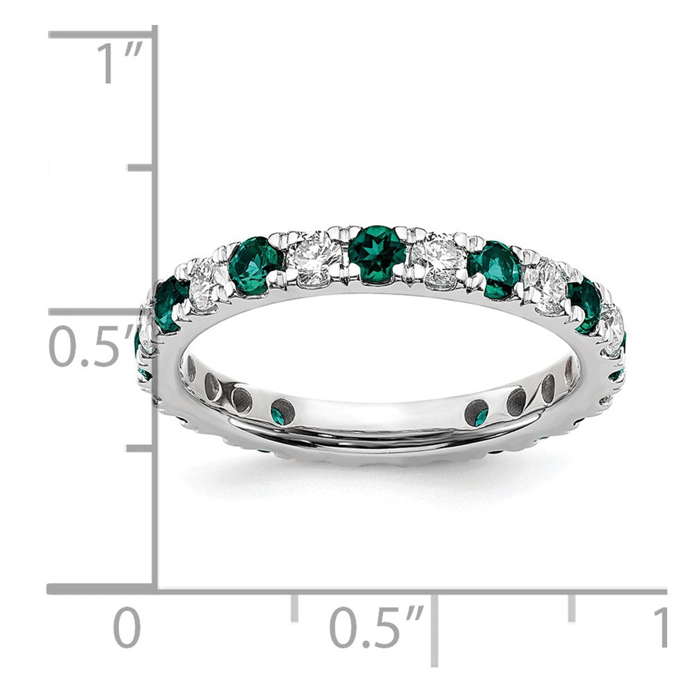 14K Weißgold Memoire-Ring mit 0,75 ct. im Labor gezüchteten Diamanten VS/SI+ G+ und im Labor gezüchtetem Alexandrit