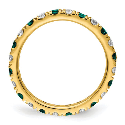 14K Gelbgold Memoire-Ring mit 0,875 ct. laborgezüchteten Diamanten VS/SI+ G+ und laborgezüchtetem Alexandrit