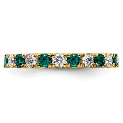 14K Gelbgold Memoire-Ring mit 0,75 ct. laborgezüchteten Diamanten VS/SI+ G+ und laborgezüchtetem Alexandrit