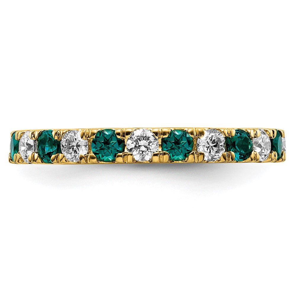 14K Gelbgold Memoire-Ring mit 0,875 ct. laborgezüchteten Diamanten VS/SI+ G+ und laborgezüchtetem Alexandrit
