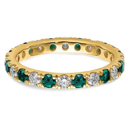 14K Gelbgold Memoire-Ring mit 0,75 ct. im Labor gezüchteten Diamanten VS/SI+ G+ und im Labor gezüchtetem Alexandrit
