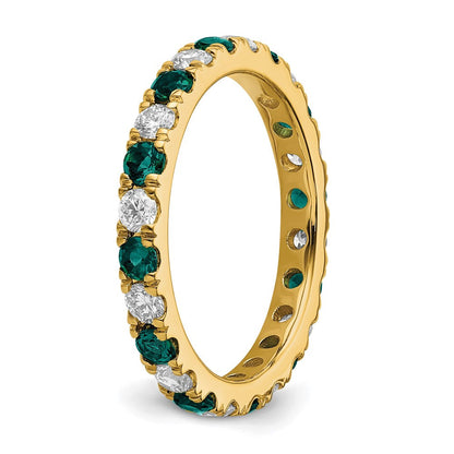 14K Gelbgold Memoire-Ring mit 0,75 ct. laborgezüchteten Diamanten VS/SI+ G+ und laborgezüchtetem Alexandrit