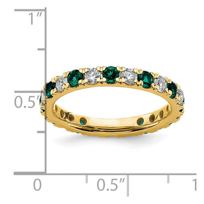 14K Gelbgold Memoire-Ring mit 0,875 ct. im Labor gezüchteten Diamanten VS/SI+ G+ und im Labor gezüchteten Alexandriten