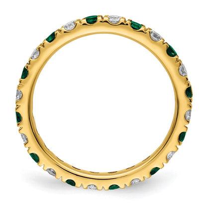 14K Gelbgold Memoire Ring mit 0,75 ct. im Labor gezüchteten Diamanten VS/SI+ G+ und im Labor gezüchteten Smaragden