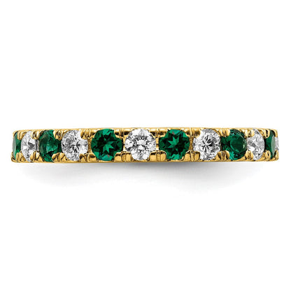 14K Gelbgold Memoire-Ring mit 0,75 ct. im Labor gezüchteten Diamanten VS/SI+ G+ und im Labor gezüchteten Smaragden