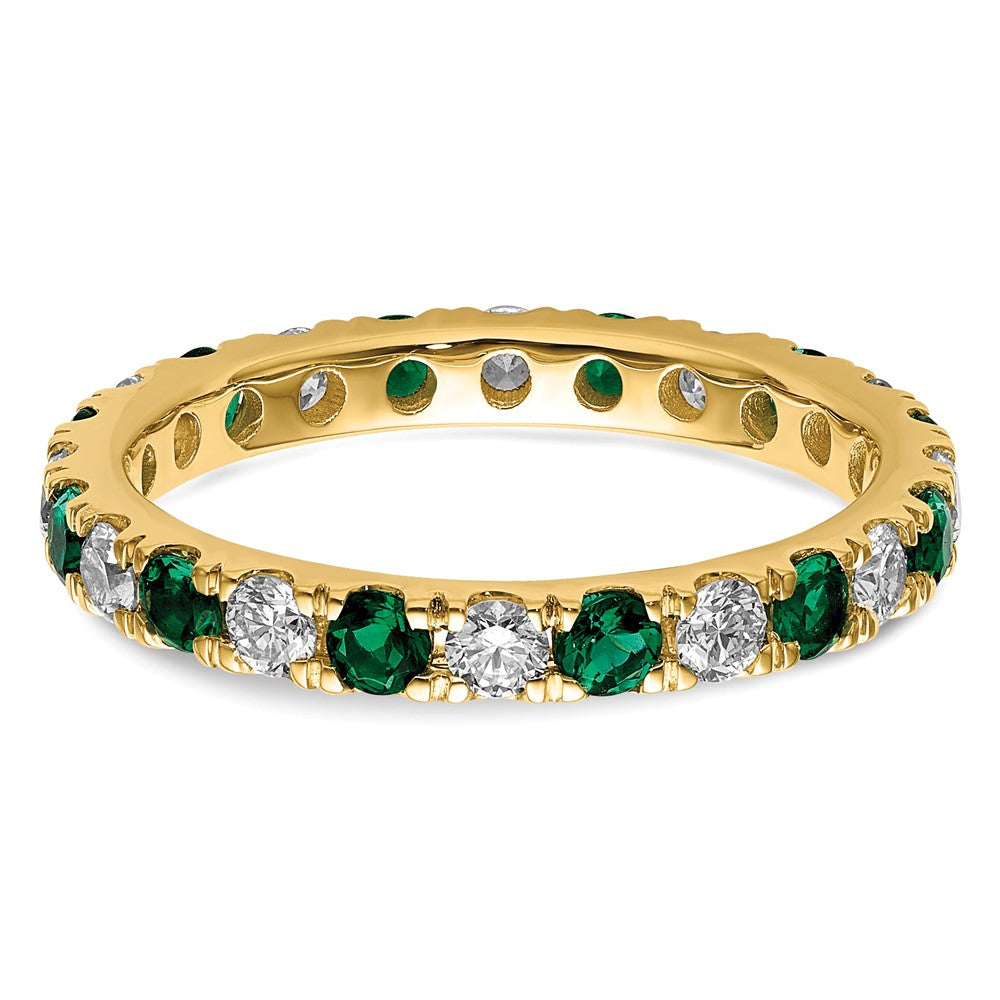 14K Gelbgold Memoire-Ring mit 0,75 ct. im Labor gezüchteten Diamanten VS/SI+ G+ und im Labor gezüchteten Smaragden