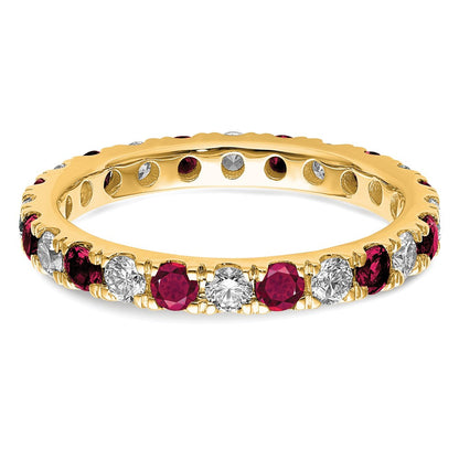 14K Gelbgold Memoire-Ring mit 0,375 ct. Laborgezüchteten Diamanten VS/SI+ G+ und Laborgezüchteten Rubinen