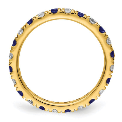14K Gelbgold Memoire-Ring mit 0,75 ct. im Labor gezüchteten Diamanten VS/SI+ G+ und im Labor gezüchteten blauen Saphiren