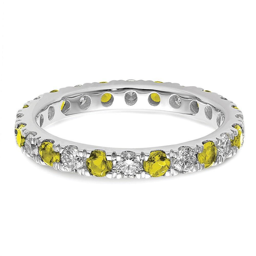 14K Weißgold Memoire-Ring mit 0,375 ct. im Labor gezüchteten Diamanten VS/SI+ G+ und im Labor gezüchteten gelben Saphiren