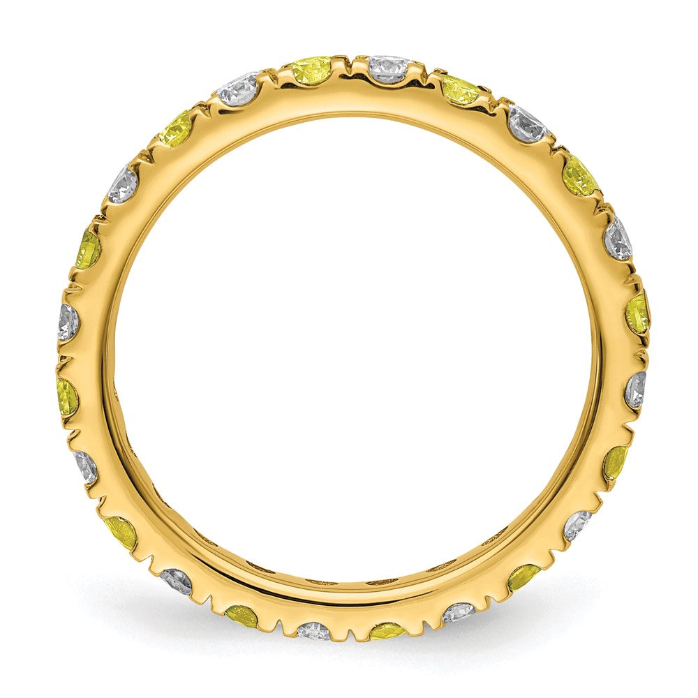 14K Gelbgold Memoire-Ring mit 0,875 ct. laborgezüchteten Diamanten VS/SI+ G+ und laborgezüchtetem Saphir