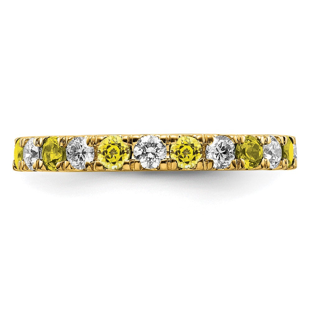 14K Gelbgold Memoire-Ring mit 0,75 ct. im Labor gezüchteten Diamanten VS/SI+ G+ und im Labor gezüchteten Saphiren