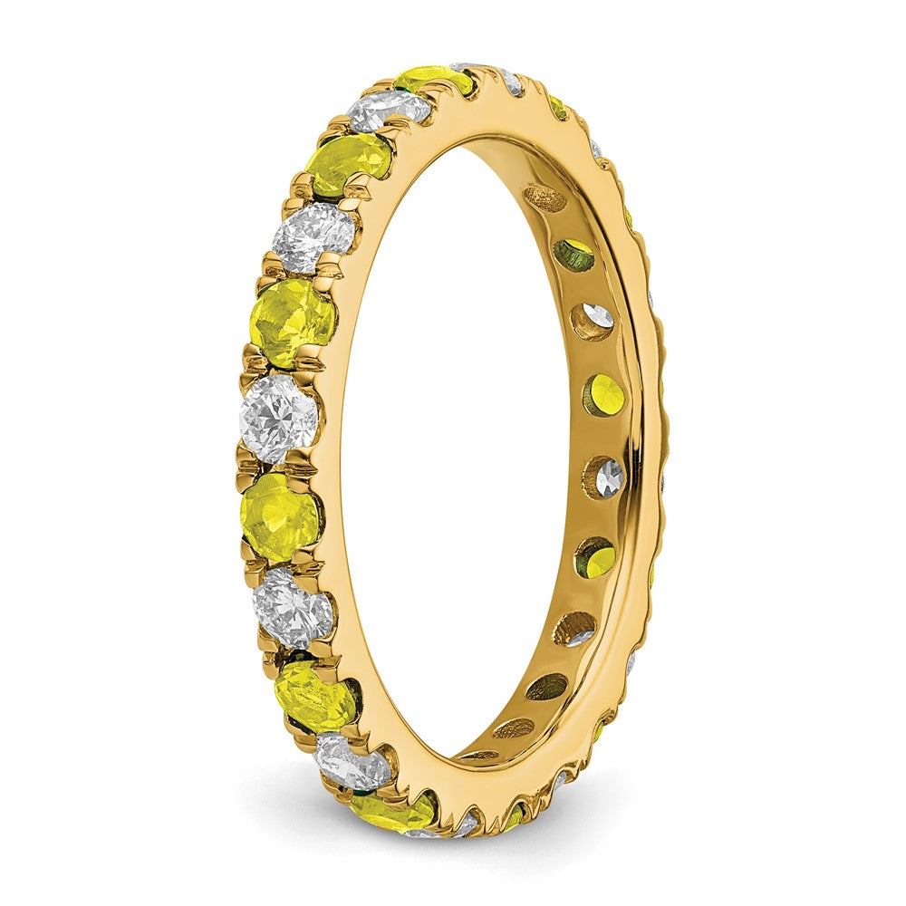 14K Gelbgold Memoire-Ring mit 0,75 ct. im Labor gezüchteten Diamanten VS/SI+ G+ und im Labor gezüchteten Saphiren