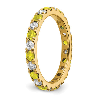 14K Gelbgold Memoire-Ring mit 0,75 ct. im Labor gezüchteten Diamanten VS/SI+ G+ und im Labor gezüchteten Saphiren