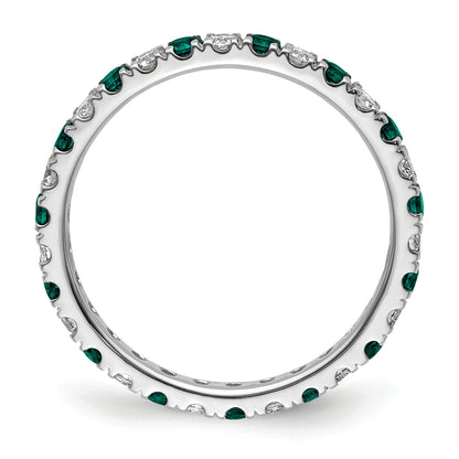 14K Weißgold Memoire-Ring mit 0,5 ct. im Labor gezüchteten Diamanten VS/SI+ G+ und im Labor gezüchteten Alexandriten