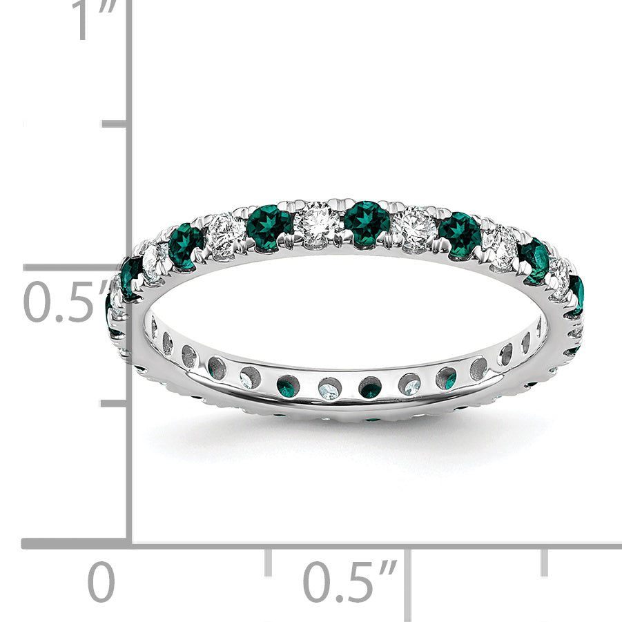 14K Weißgold Memoire-Ring mit 0,5 ct. im Labor gezüchteten Diamanten VS/SI+ G+ und im Labor gezüchteten Alexandriten