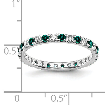 14K Weißgold Memoire-Ring mit 0,5 ct. im Labor gezüchteten Diamanten VS/SI+ G+ und im Labor gezüchteten Alexandriten