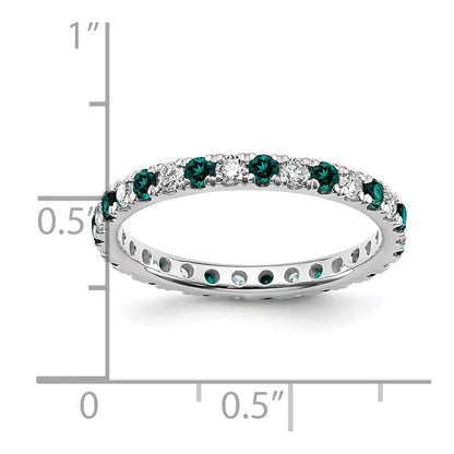 14K Weißgold Memoire-Ring mit 0,5 ct. im Labor gezüchteten Diamanten VS/SI+ G+ und im Labor gezüchtetem Alexandrit
