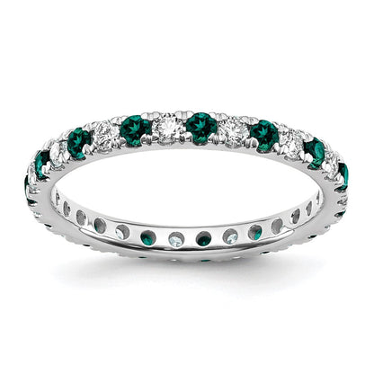 14K Weißgold Memoire-Ring mit 0,5 ct. im Labor gezüchteten Diamanten VS/SI+ G+ und im Labor gezüchtetem Alexandrit
