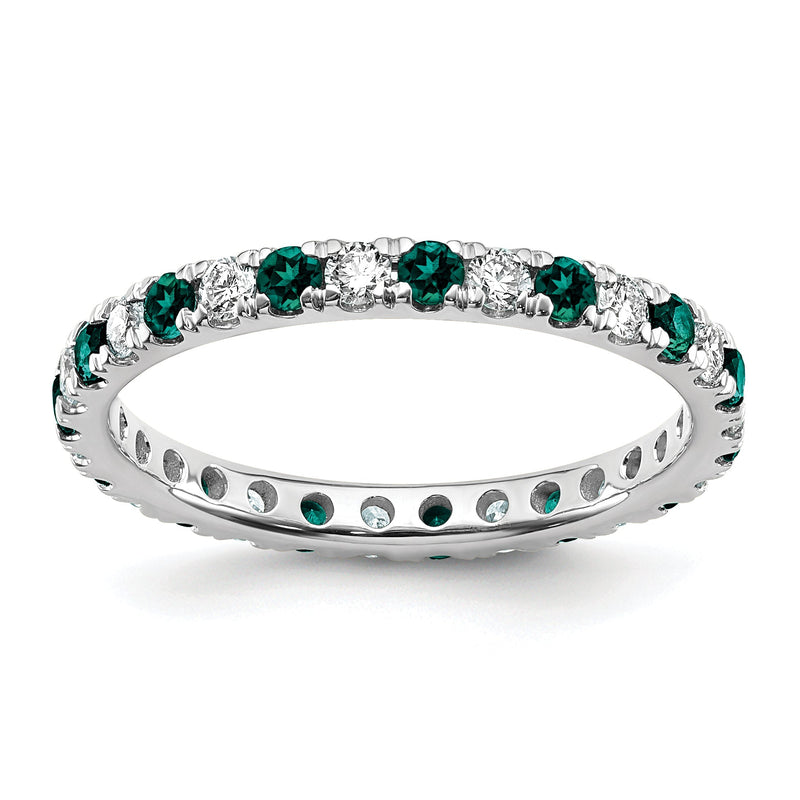 14K Weißgold Memoire-Ring mit 0,5 ct. im Labor gezüchteten Diamanten VS/SI+ G+ und im Labor gezüchteten Alexandriten