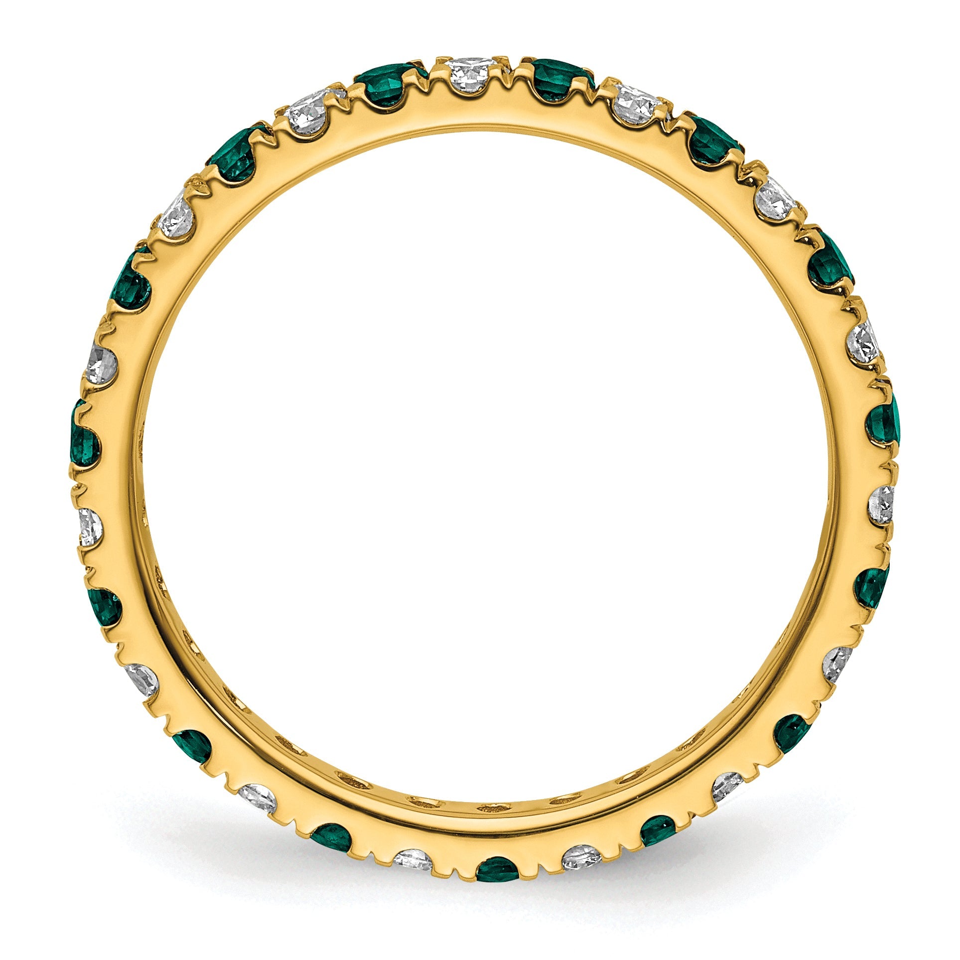 14K Gelbgold Memoire-Ring mit 0,375 ct. im Labor gezüchteten Diamanten VS/SI+ G+ und im Labor gezüchteten Alexandriten