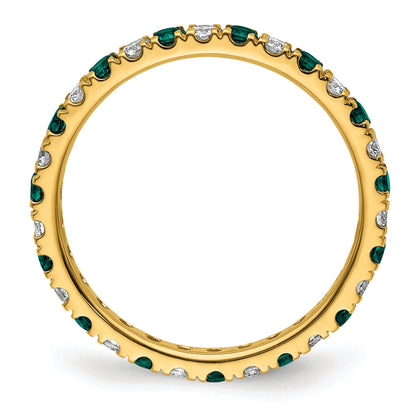 14K Gelbgold Memoire-Ring mit 0,375 ct. im Labor gezüchteten Diamanten VS/SI+ G+ und im Labor gezüchteten Alexandriten