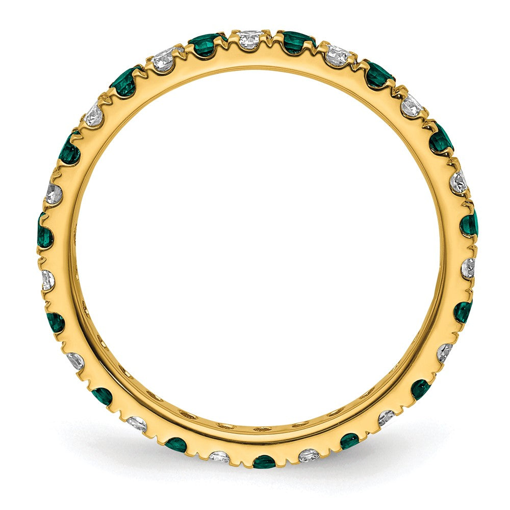14K Gelbgold Memoire-Ring mit 0,375 ct. laborgezüchteten Diamanten VS/SI+ G+ und laborgezüchtetem Alexandrit